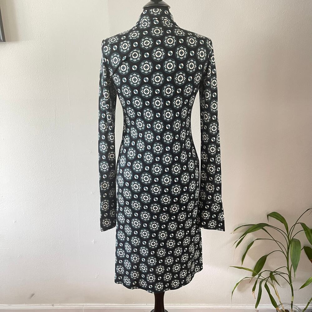 Diane Von Furstenberg Silk Dress Womens 6 Black Green No Belt - Picture 2 of 10